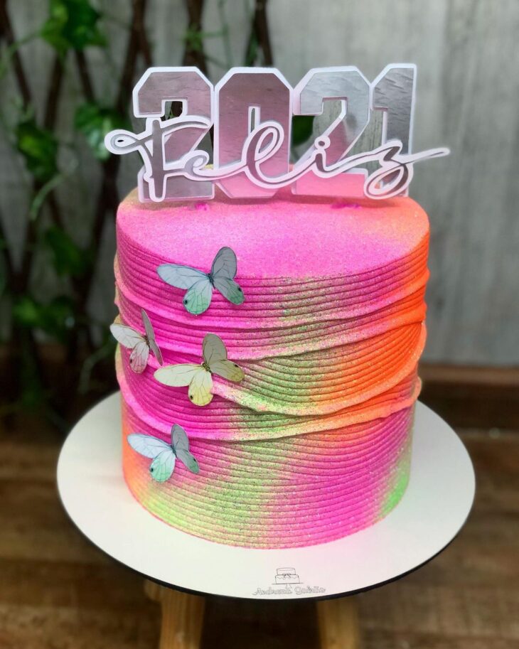 Bolo Rosa com Glitter, Glow Cake