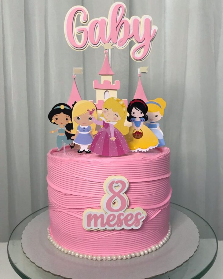 Bolo cor de rosa com princesas Disney™ - Entrega Grátis em 24h - ChefPanda