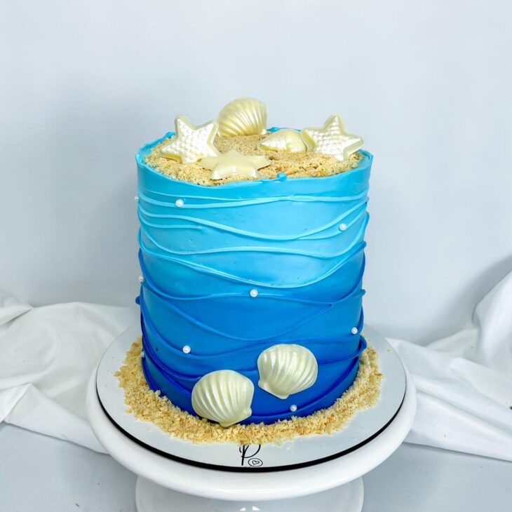 bolo fundo do mar azul